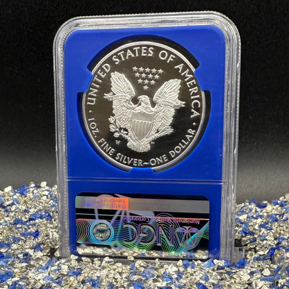 Proof 2016 (W) $1 American Silver Eagle NGC PF70UC Brown Lettered Edge 30th Anniversary Label Rare Blue Holder