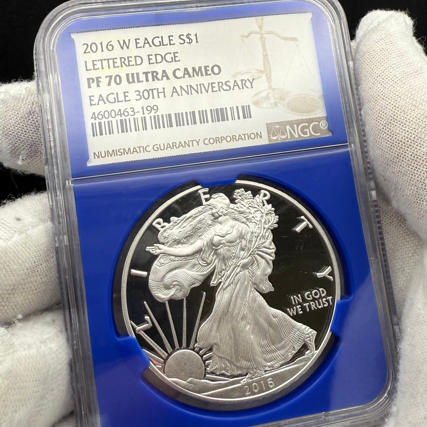 Proof 2016 (W) $1 American Silver Eagle NGC PF70UC Brown Lettered Edge 30th Anniversary Label Rare Blue Holder