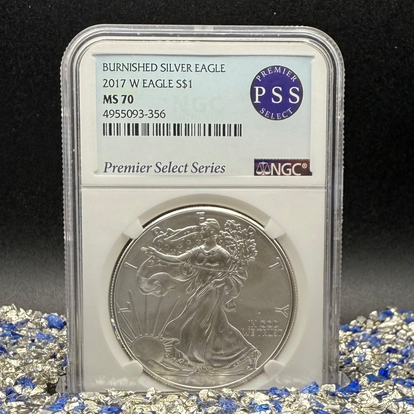 Burnished 2017 (W) $1 American Silver Eagle NGC MS70 Rare Premier Select Series Label (1 of 2,525)