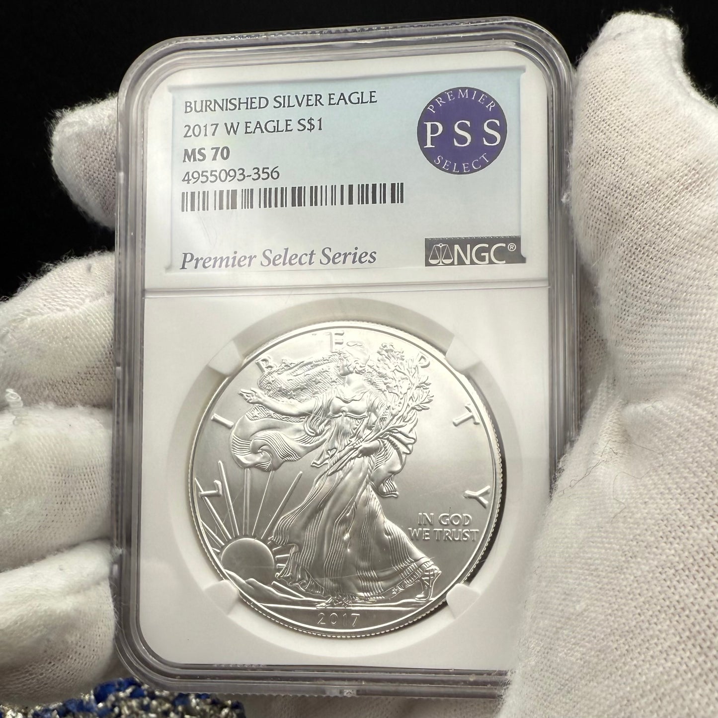Burnished 2017 (W) $1 American Silver Eagle NGC MS70 Rare Premier Select Series Label (1 of 2,525)