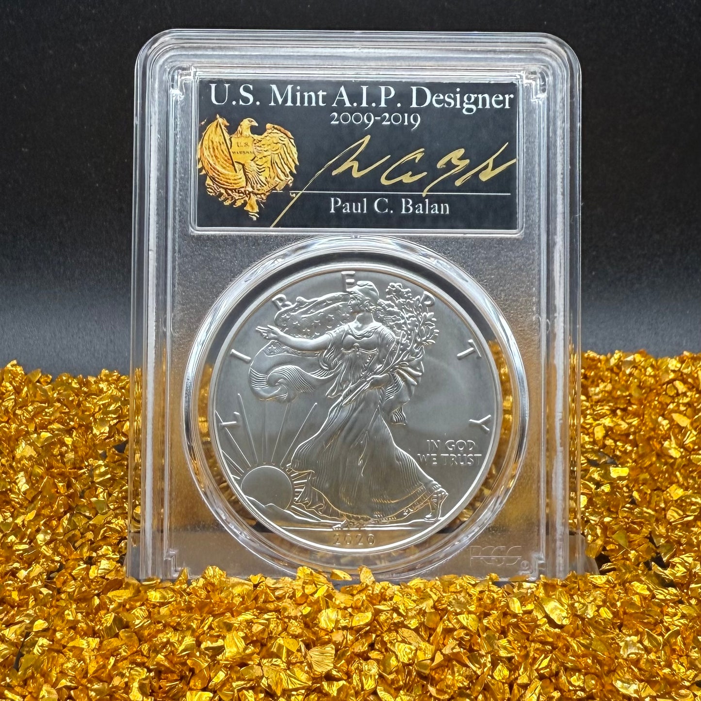 2020 Burnished $1 American Silver Eagle PCGS MS70 FDOI Paul Balan Signed (Ultra Rare 1 of 20)