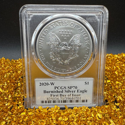 2020 Burnished $1 American Silver Eagle PCGS MS70 FDOI Paul Balan Signed (Ultra Rare 1 of 20)