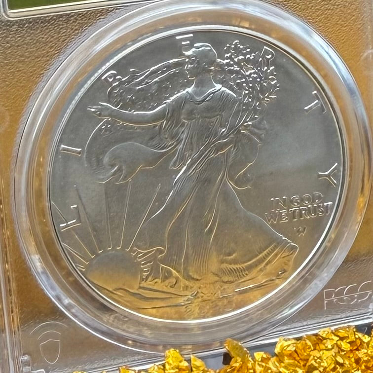 2025 $1 (W) American Silver Eagle PCGS MS70 First Strike Gold Foil Label Mint Condition (Rare 1 of 2,025)