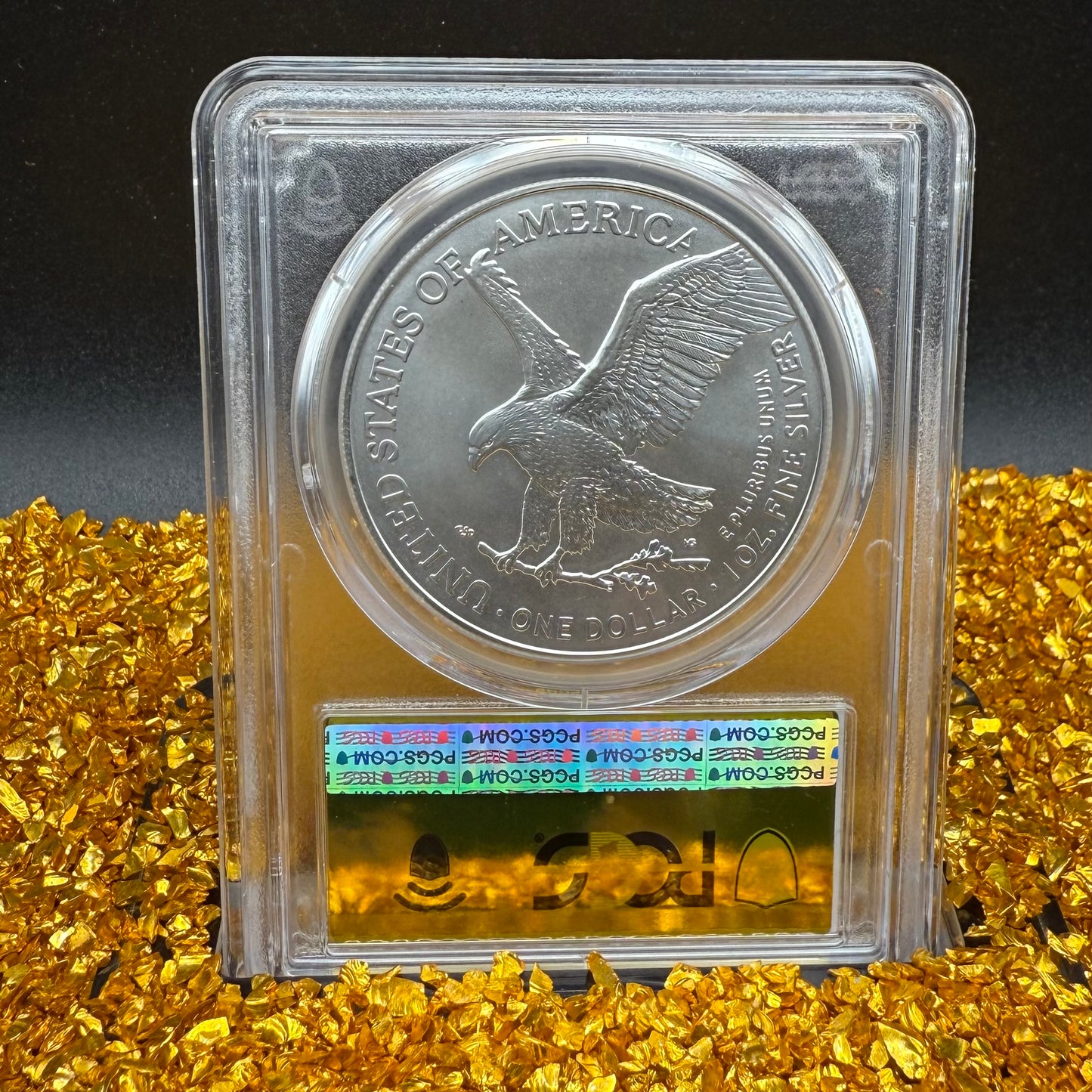 2025 $1 (W) American Silver Eagle PCGS MS70 First Strike Gold Foil Label Mint Condition (Rare 1 of 2,025)