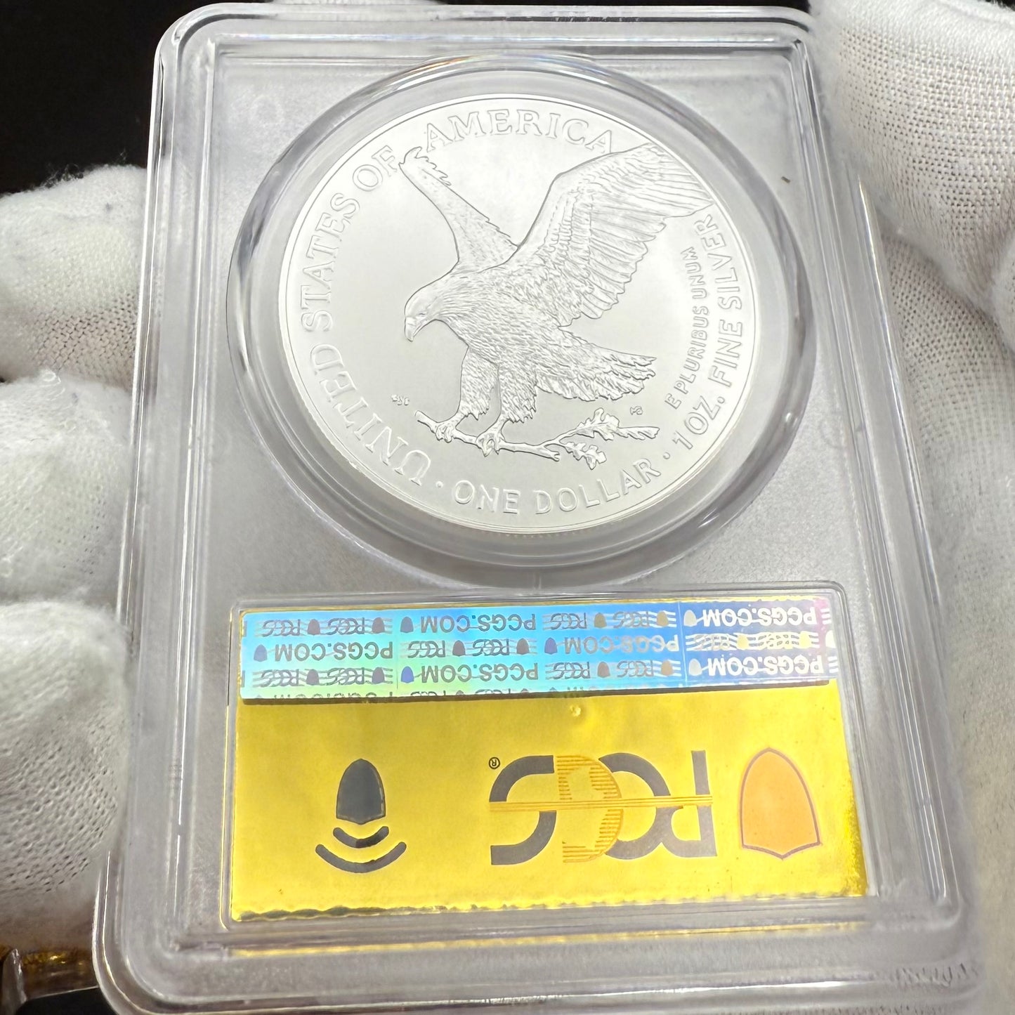 2025 $1 (W) American Silver Eagle PCGS MS70 First Strike Gold Foil Label Mint Condition (Rare 1 of 2,025)