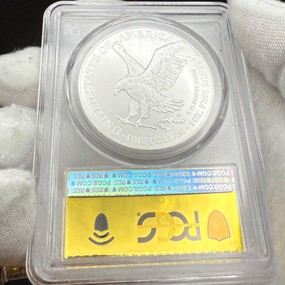 2025 $1 (W) American Silver Eagle PCGS MS70 First Strike Gold Foil Label Mint Condition (Rare 1 of 2,025)