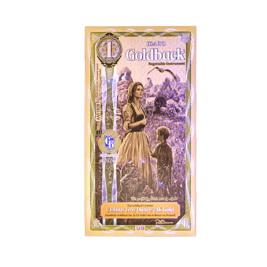 1/138 OZT 24K WASHINGTON DC, ARIZONA, FLORIDA, OKLAHOMA, IDAHO AURUM NOTES ALPHA + SLEEVE + UV LIGHT