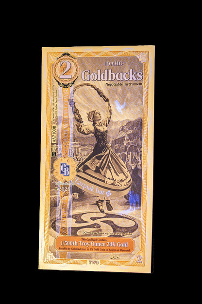 1/200 OZT 24K WASHINGTON DC, IDAHO AURUM NOTES ALPHA + SLEEVE + UV LIGHT