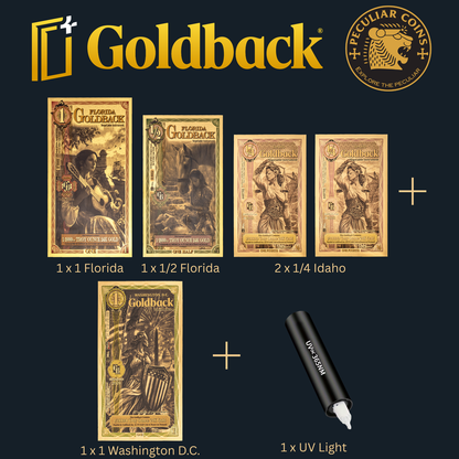 1/333 OZT 24K FLORIDA, IDAHO, WASHINGTON DC AURUM NOTES ALPHA + SLEEVE + UV LIGHT