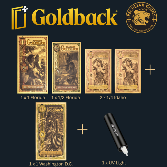1/333 OZT 24K FLORIDA, IDAHO, WASHINGTON DC AURUM NOTES ALPHA + SLEEVE + UV LIGHT