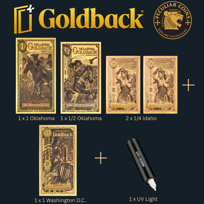 1/333 OZT 24K OKLAHOMA, WASHINGTON DC, IDAHO AURUM NOTES ALPHA + SLEEVE + UV LIGHT