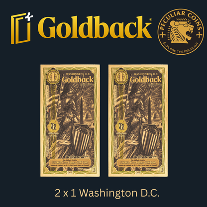 1/500 OZT 24K GOLD WASHINGTON DC GOLDBACK AURUM NOTES ALPHA + SLEEVE