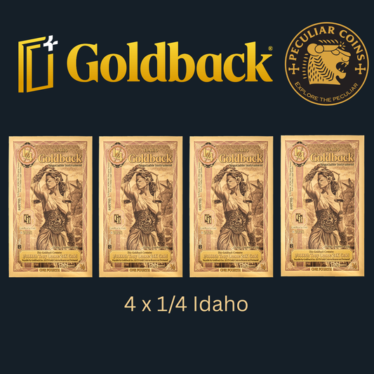 1/1000 OZT 24K GOLD 4x 1/4 IDAHO GOLDBACK AURUM NOTES ALPHA + SLEEVE