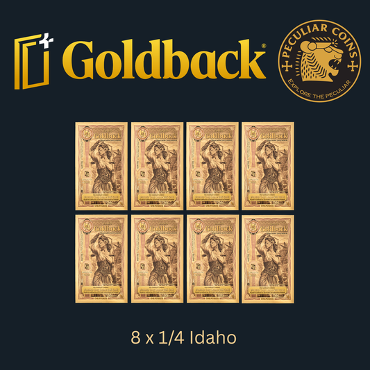 1/500 OZT 24K GOLD 8 x 1/4 IDAHO GOLDBACK AURUM NOTES ALPHA
