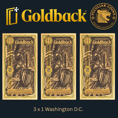 1/333 OZT 24K GOLD WASHINGTON DC GOLDBACK AURUM NOTES ALPHA + SLEEVE