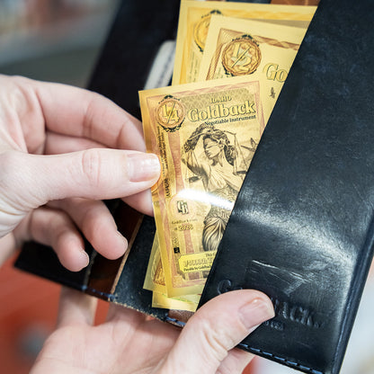 1/500 OZT 24K GOLD WASHINGTON DC GOLDBACK AURUM NOTES ALPHA + UV LIGHT + SLEEVE