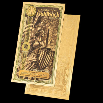 1/666 OZT 24K 1x1 WASHINGTON DC 2 x 1/4 IDAHO GOLDBACK AURUM NOTE ALPHA UV LIGHT