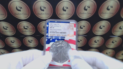 2021 $1 American Silver Eagle NGC MS70 New Years Edition Type 2 Ultra Rare Holder