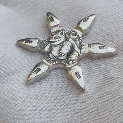 Pokémon 'Blastoise Star' 1.08 oz .999 Fine Silver Star Hand Crafted by St Bee's in England, Shiny Finish, Includes Poké Ball & COA, Mint Condition, Limited Edition