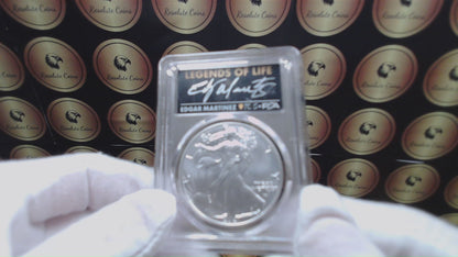 2021 $1 American Silver Eagle PCGS MS70 First Production T-2 Legends of Life MLB Hall of Fame Edgar Martinez Signed Label (1 of 207)