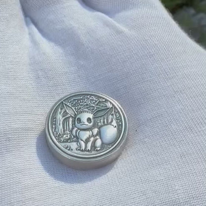 Pokémon ' Eevee' 1 oz .999 Pure Silver Round Hand Crafted by St Bee's in England, Satin Finish, Includes Poké Ball & COA, Mint Condition Limited Edition