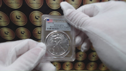 Burnished 2017 (W) $1 American Silver Eagle PCGS SP70 First Strike American Flag Label Mint Condition (1 of 4,869)