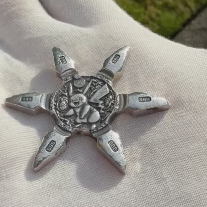 Pokémon 'Pikachu Star' 1.06 oz .999 Fine Silver Star Hand Crafted by St Bee's in England, Shiny Finish, Includes Poké Ball & COA, Mint Condition, Limited Edition