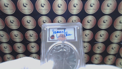 2022 $1 American Silver Eagle PCGS MS70 FDOI NBA NMBHOF Private Collection Jamaal Wilkes Signed Blue Marker (Rare 1 of 74)