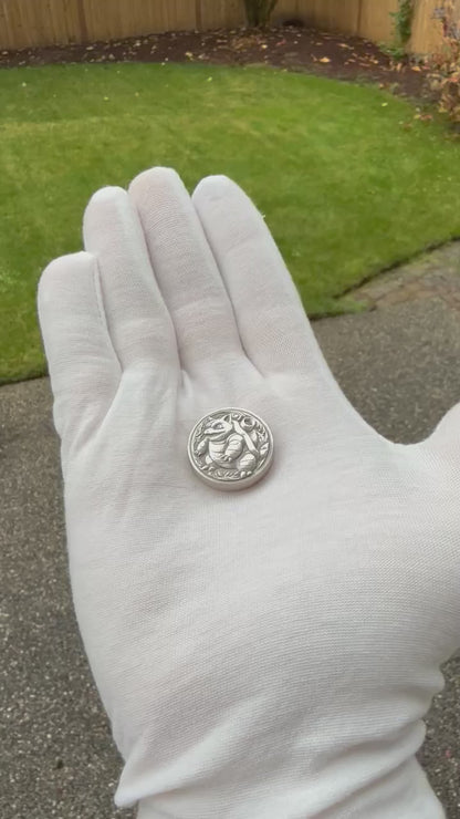 Pokémon 'Blastoise' 1 oz .999 Pure Silver Round Hand Crafted by St Bee's in England, Satin Finish, Includes Poké Ball & COA, Mint Condition Limited Edition