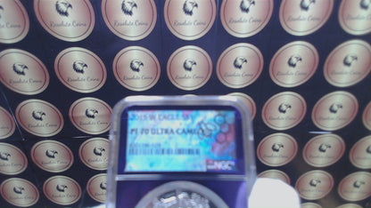 Proof 2015 (W) $1 American Silver Eagle NGC PF70 Trader Bea Private Issue Purple Foil Holder. Rare