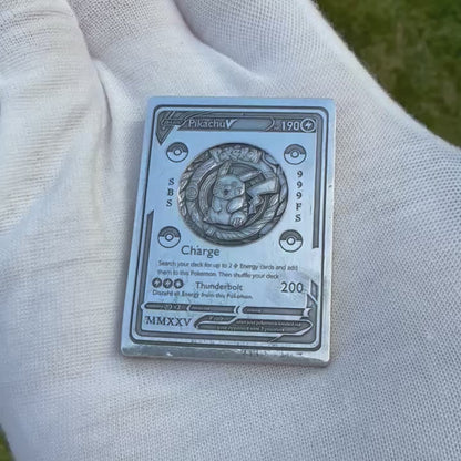 Pokémon 'Pikachu' 2.5 oz .999 Pure Silver Trading Card Hand Crafted by St Bee's in England, Satin Finish, Includes Poké Ball & COA, Mint Condition Limited Edition