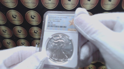 Burnished 2017 (W) $1 American Silver Eagle NGC MS70 Early Releases West Point Gold Star Label Mint Condition (1 of 4,466)