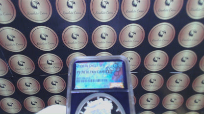 Proof 2008 (W) $1 American Silver Eagle NGC PF70 Trader Bea Private Issue Purple Foil Holder Rare