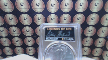 2022 $1 American Silver Eagle PCGS MS70 First Strike Legends of Life NFL Hall of Fame Billy Shaw Signed Label Mint Condition (1 of 61)