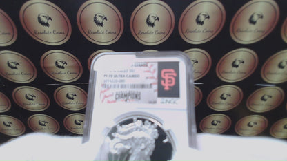 Proof 2014 (W) $1 American Silver Eagle NGC PF70 Rare San Francisco Giants MLB World Series Champions Label Rare