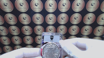 Burnished 2022 (W) $1 American Silver Eagle PCGS SP70 US Mint Private Auction Ultra Breaks Silver Foil Label American Flag Holder Mint Condition (1 of 1,335)