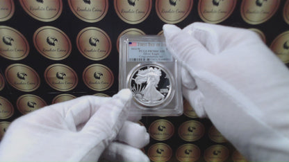 Proof 2023 (W) $1 American Silver Eagle PCGS PR70DCAM FDOI American Flag Label Congratulations Set. Mint Condition (1 of 695)