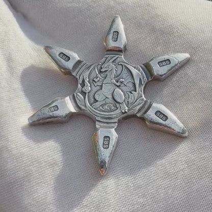Pokémon 'Charizard Star' 1.08 oz .999 Fine Silver Star Hand Crafted by St Bee's in England, Shiny Finish, Includes Poké Ball & COA, Mint Condition, Limited Edition