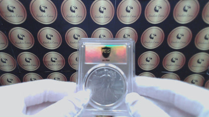 Burnished 2024 (W) $1 American Silver Eagle PCGS SP70 Ultra Breaks Gold Rush Gold Foil Label Mint Condition (1 of 150)