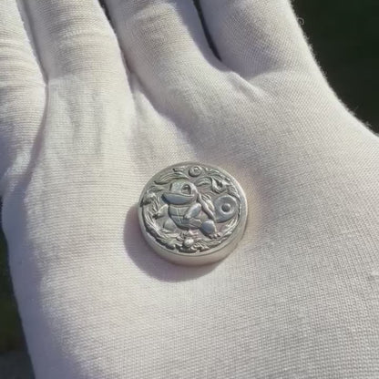 Pokémon ' Squirtle' 1 oz .999 Pure Silver Round Hand Crafted by St Bee's in England, Satin Finish, Includes Poké Ball & COA, Mint Condition Limited Edition